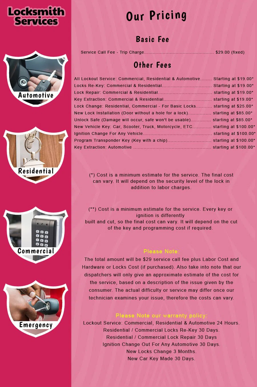 Roselle NJ Locksmith Store Roselle, NJ 908-603-1260 - price-list-c-18